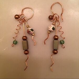 NWT MIXED MEDIA HANDMADE COPPER EARRINGS